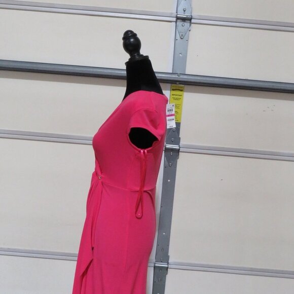 BOGO Charter Club Petite Short Sleeve waist gathered Bright Pink Fit Flare Dress - Picture 6 of 11